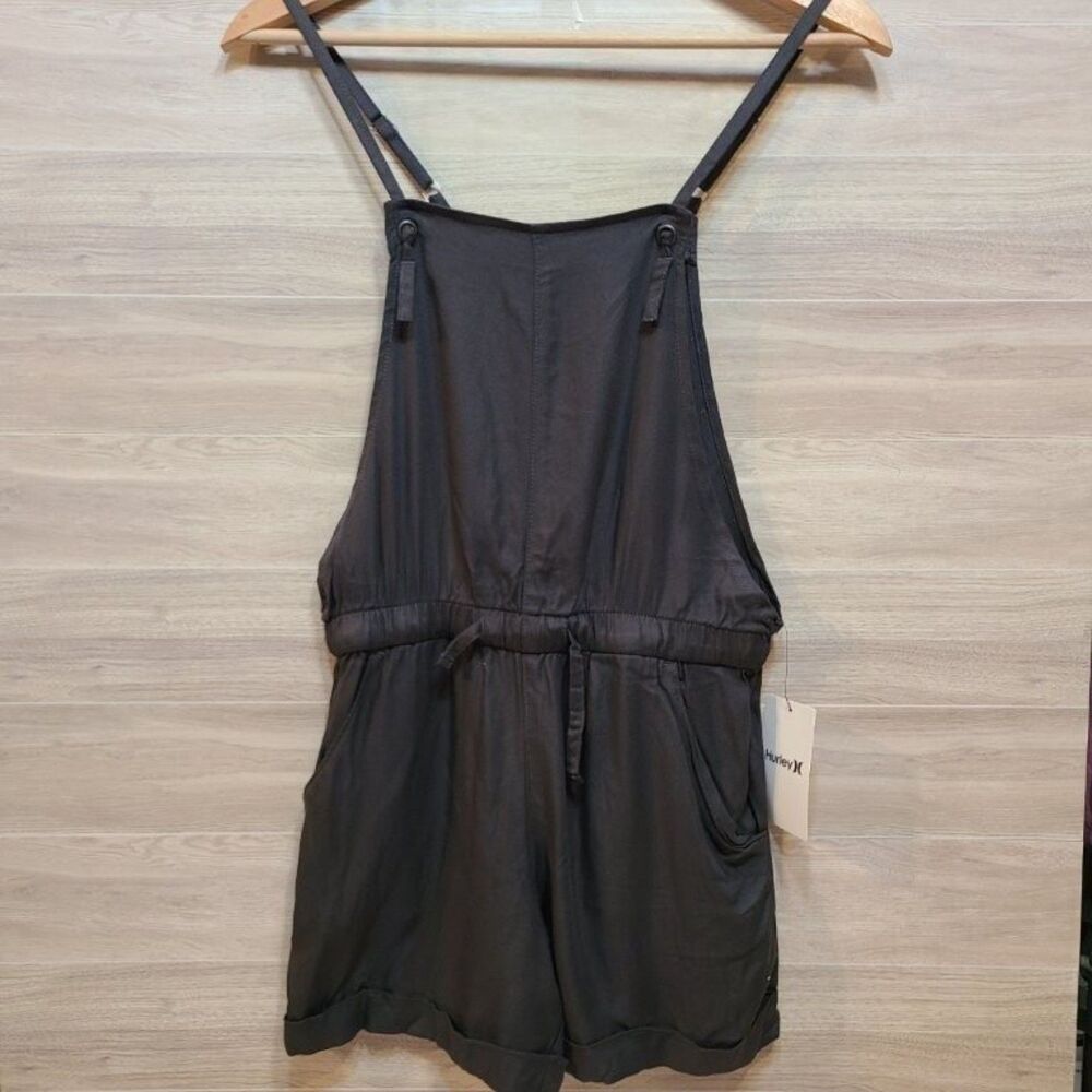 Hurley Girls Romper Shorts Size L Gray Viscose Adjustable Strap One Piece NWT